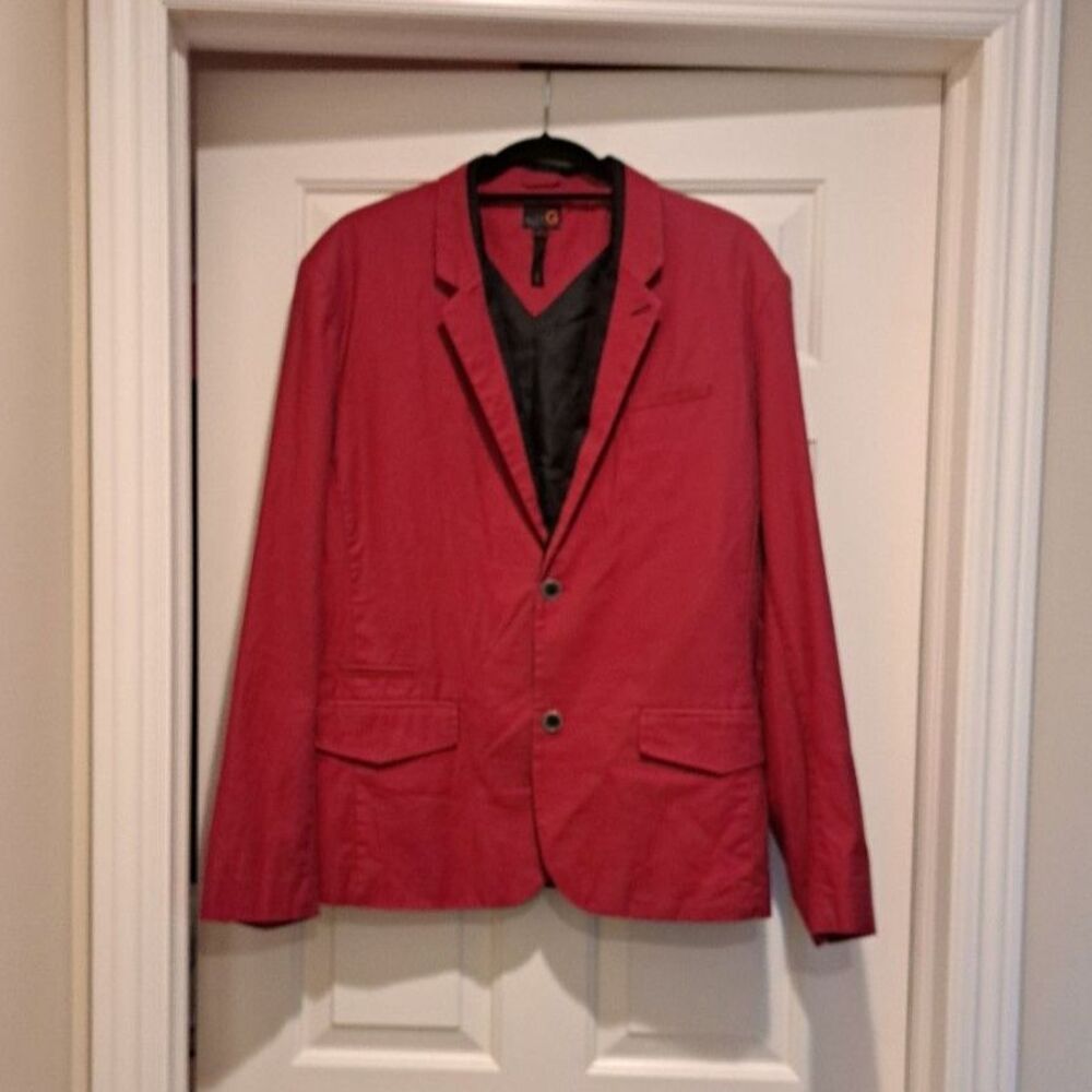 G by Guess Jacket Suit Slim Blazer Red Size L Fully Lined 2 Button Front